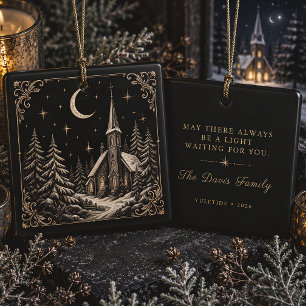 Winter Church Celestial Yule Ceramic Ornament