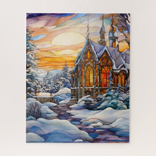 Winter Church Puzzle (Vertical)