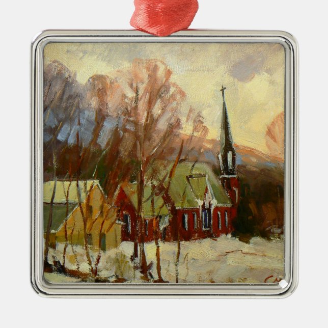 "Winter Church" Tree Ornament (Front)