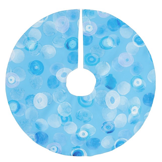 Winter Circles: Abstract Polka Dots. Brushed Polyester Tree Skirt (Front)