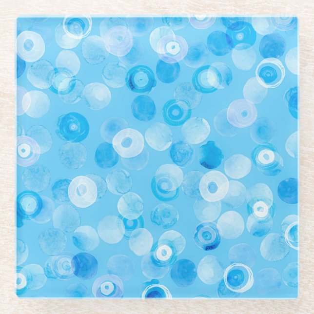 Winter Circles: Abstract Polka Dots. Glass Coaster (Front)