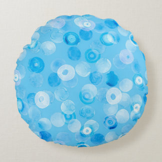Winter Circles: Abstract Polka Dots. Round Cushion