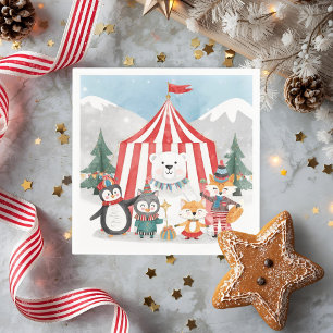 Winter Circus Animal Birthday Sign   Cute Woodland Napkin