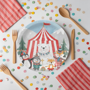 Winter Circus Animals Paper Plate