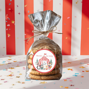 Winter Circus Animals Thank You  Classic Round Sticker