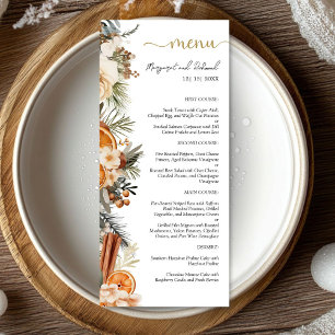 Winter Citrus Floral Christmas Wedding Flat Menu