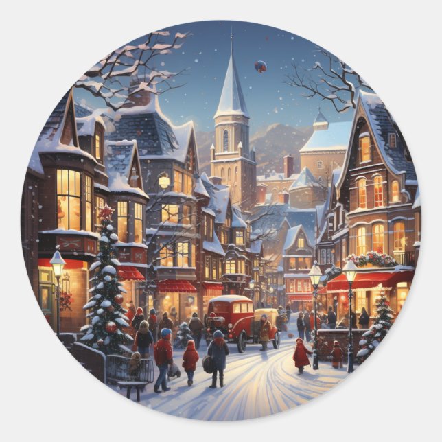 Winter City Christmas Celebration Sticker (Front)