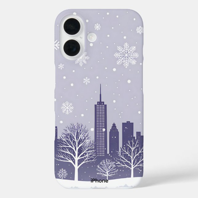 Winter City Snowflake iPhone 16 Case (Back)