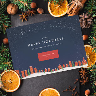 Winter Cityscape Skyline Corporate Holiday Card