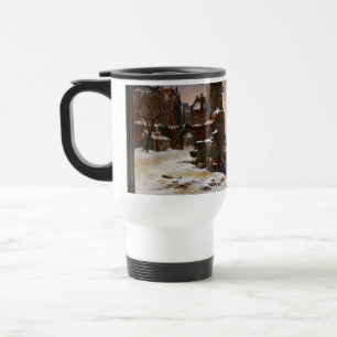Winter Cityscape With Frozen River Classical Art Travel Mug