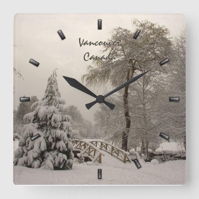 Winter Clock Custom Winter Bridge Wall Clock (Front)