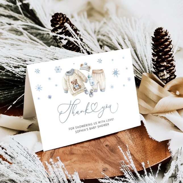 Winter Clothes Boy Baby Shower Thank You Card (Creator Uploaded)