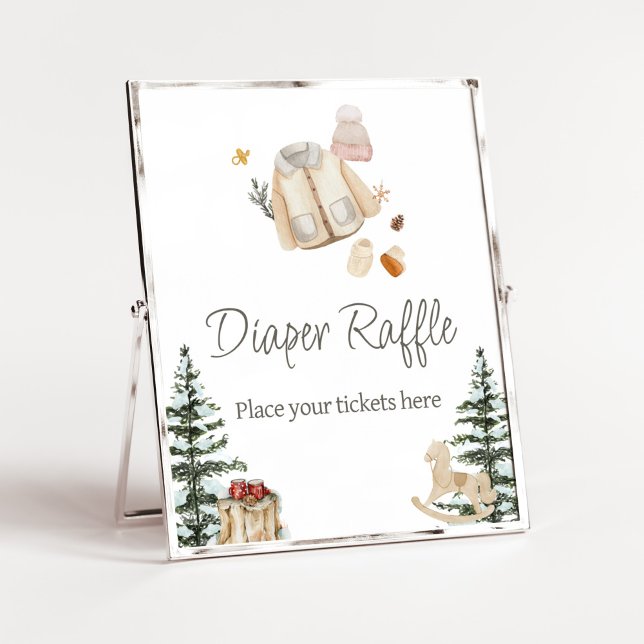 Winter Clothes It's Cold Outside Diaper Raffle Poster (Merry Little Winter Baby Clothes Baby Shower Diaper Raffle Sign)
