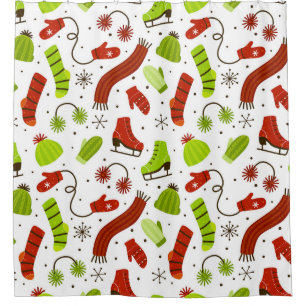 Winter Clothes Seamless Cosy Pattern Shower Curtain