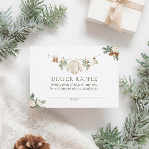 Winter Clothesline Baby Diaper Raffle Ticket Enclosure Card