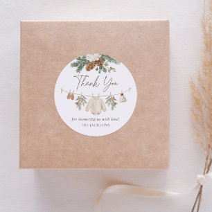 Winter Clothesline Baby Shower Classic Round Sticker