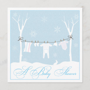 Winter Clothesline Baby Shower Invitation