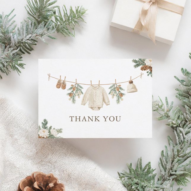 Winter Clothesline Baby Shower Thank You Card (Creator Uploaded)