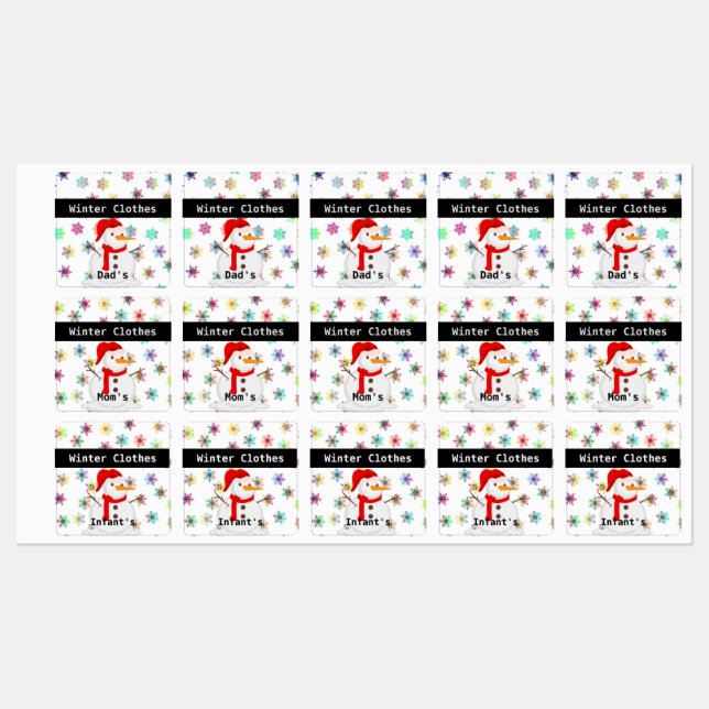 Winter Clothing / Storage Family Packaging Labels (Sheet)