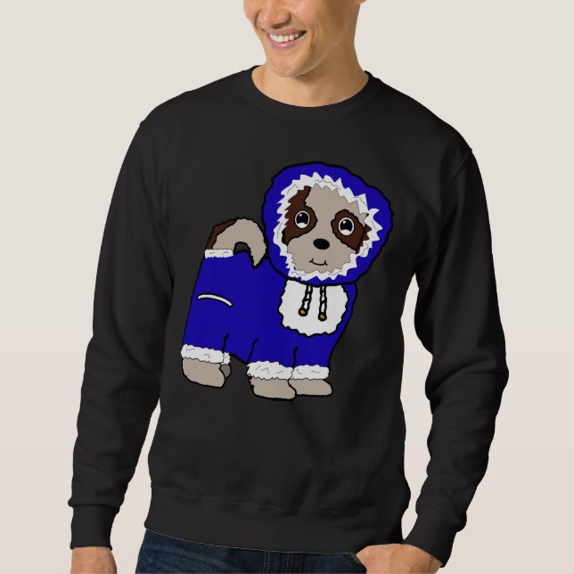 Winter Coat Shih Tzu Maltese (Blue) Sweatshirt (Front)