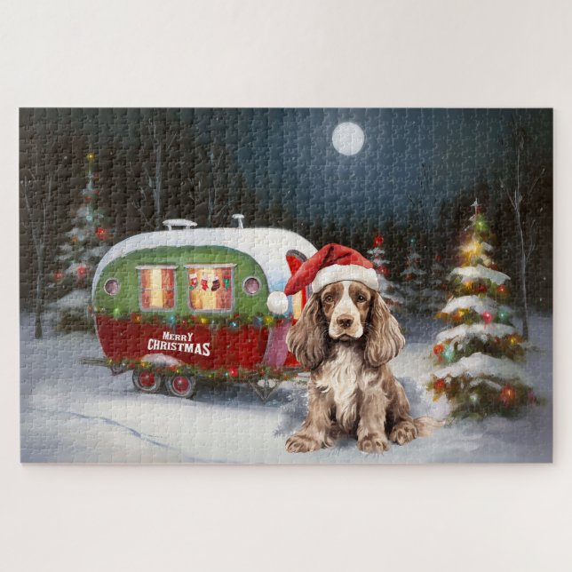 Winter Cocker Spaniel Caravan Christmas Adventure Jigsaw Puzzle (Horizontal)