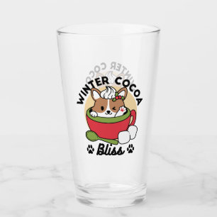 Winter Cocoa Bliss - Cute Dog in Mug Design Glass