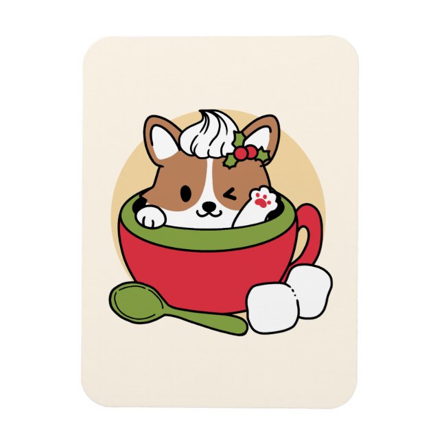 Winter Cocoa Bliss - Cute Dog in Mug Design Magnet (Vertical)