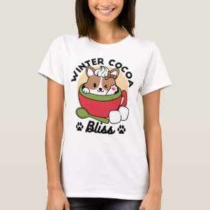 Winter Cocoa Bliss - Cute Dog in Mug Design T-Shirt