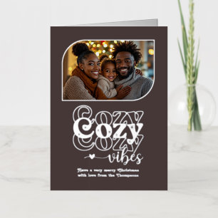 Winter Cocoa Cosy Vibes Christmas Photo Foil Holiday Card