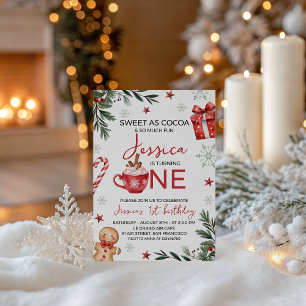 Winter Cocoa First Birthday Invite