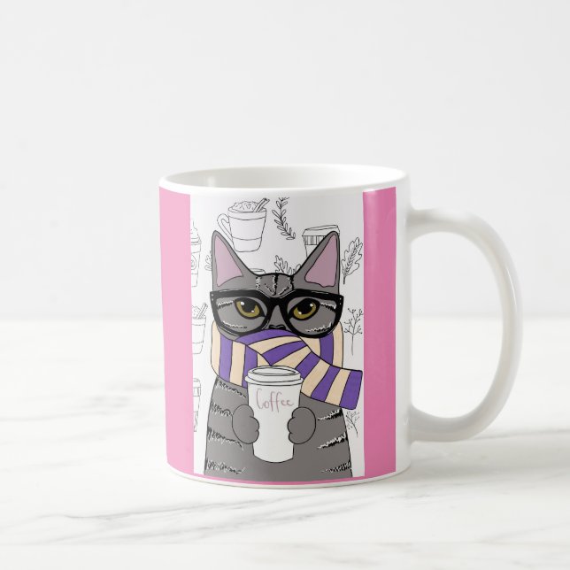 WINTER COFFEE CAT ART MUGS (Right)