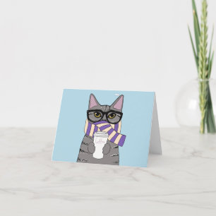 WINTER COFFEE CAT ART NOTE CARDS