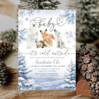 Winter Cold Forest Arctic Animals Baby Shower