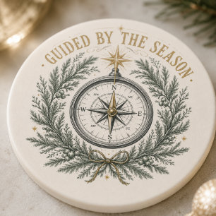 Winter Compass Pine Christmas Drink Decor Coaster