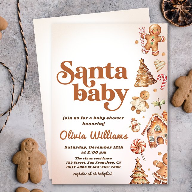 Winter Cookie Christmas Santa Baby Shower Invitation (Creator Uploaded)