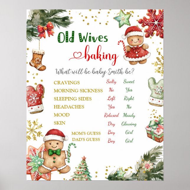 Winter Cookies Gender Reveal Old Wives Tales Poste Poster (Front)
