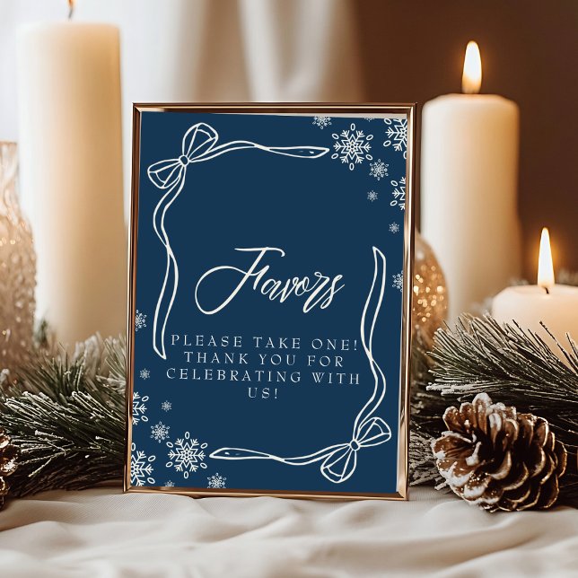 Winter Coquette Favour Table Sign  Invitation (Winter Coquette Favor Table Sign Invitation)