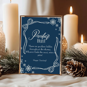 Winter Coquette Pacifier Hunt Baby Shower sign Invitation