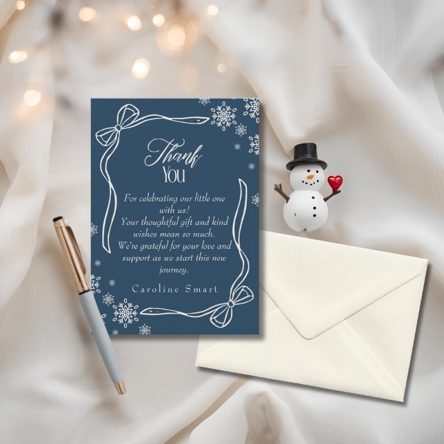 Winter Coquette Thank You Baby Shower Card (Winter Coquette Thank You Baby Shower Card)