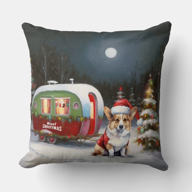 Winter Corgi Caravan Christmas Adventure  Cushion (Front)