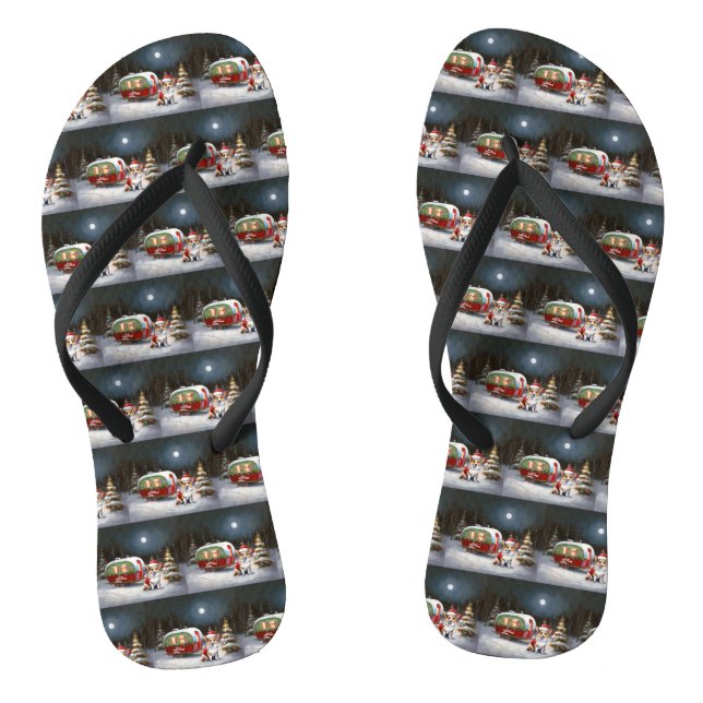 Winter Corgi Caravan Christmas Adventure  Jandals (Footbed)