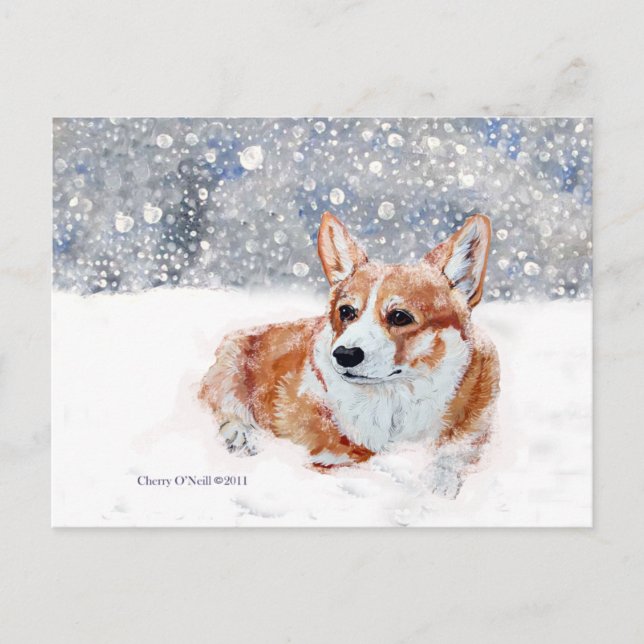Winter Corgi Postcard (Front)