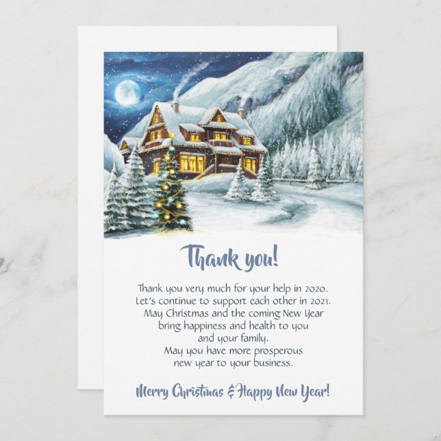 Winter Corporate Christmas Holiday Thank You Card (Front/Back)