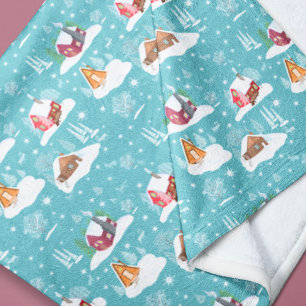 Winter Cosy Cabin Pattern Fleece Blanket