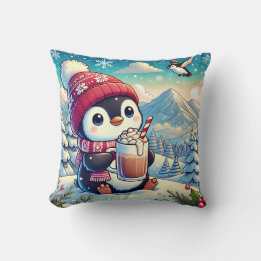 Winter Cosy Penguin Cushion