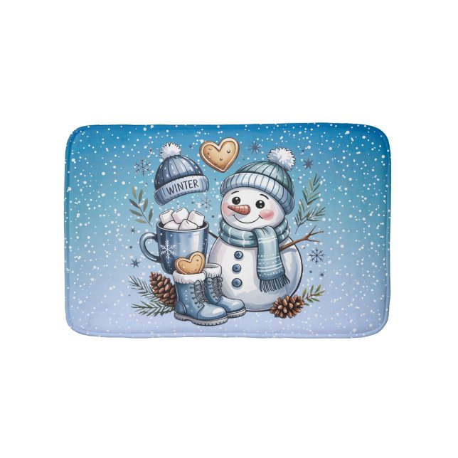 Winter Cosy Snowman Bath Mat (Front)