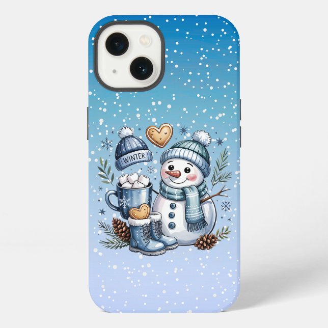 Winter Cosy Snowman iPhone Case (Back)
