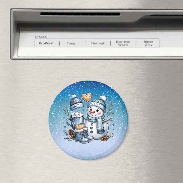 Winter Cosy Snowman Magnet (In Situ (Dishwasher))