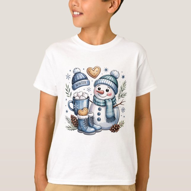 Winter Cosy Snowman  T-Shirt (Front)