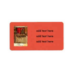 Winter Cottage Candlelit Christmas Tree Window Label